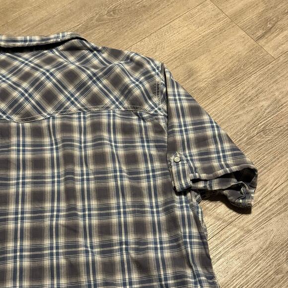 Roebuck & Co Mens XL Blue Gray Plaid Western Pearl Snap Shirt 100% Cotton - Picture 7 of 11